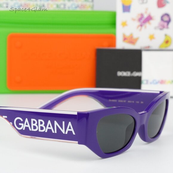 BRAND NEW D&G DX6003 KIDS 333587 Crystal Purple Dark Grey Cat Eye Sunglasses